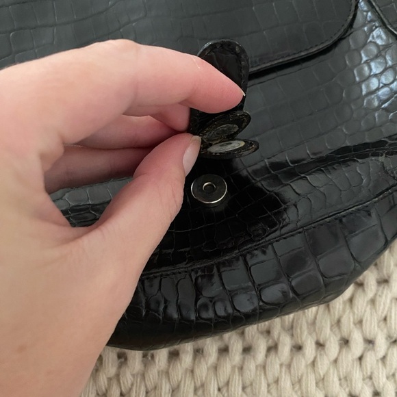 Black Snakeskin Leather Crossbody purse - Picture 2 of 10